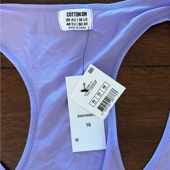 Cotton On Purple Lavender Athletic Workout Running Tank Sz 16 XXL NWT - Picture 3 of 4